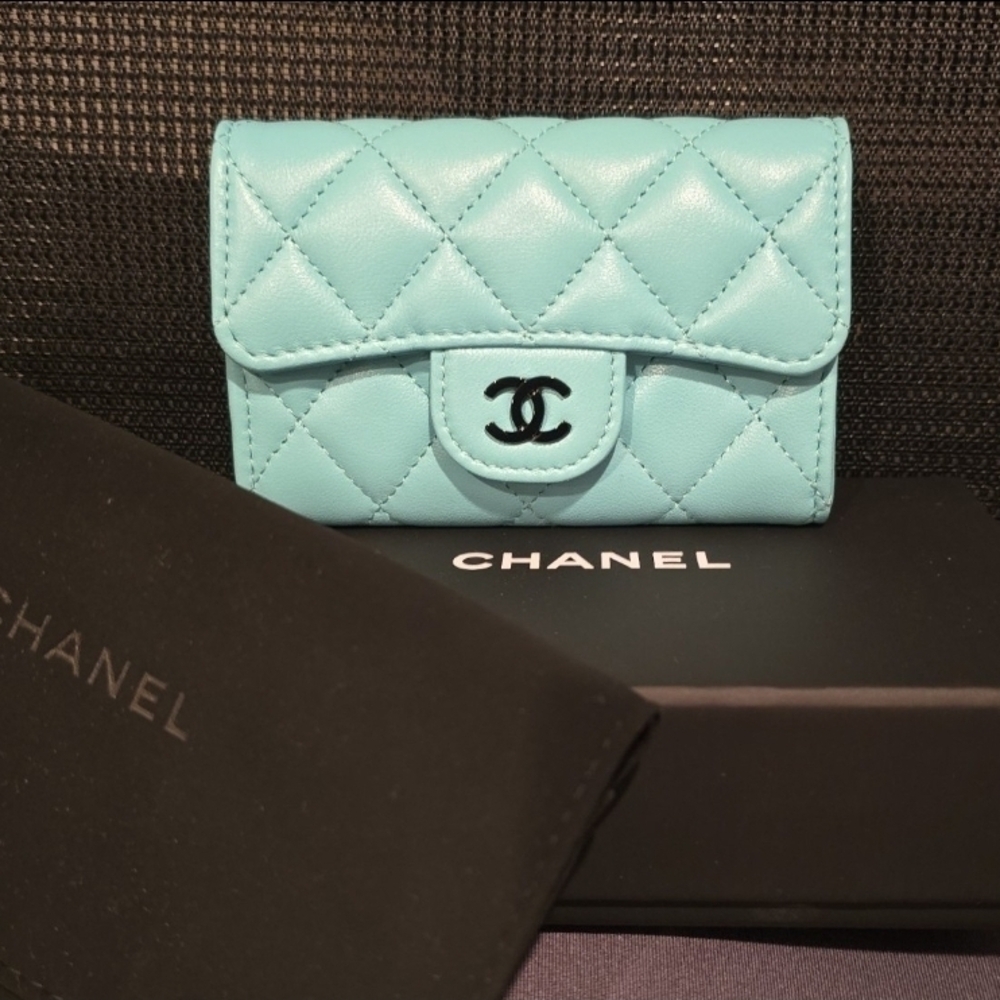 Chanel Turquoise Quilted Wallet
